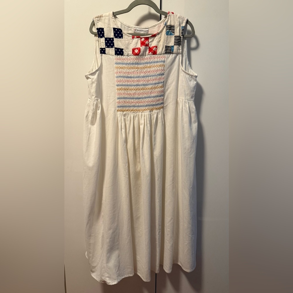 White Dress with Multicolor Smocked Detail